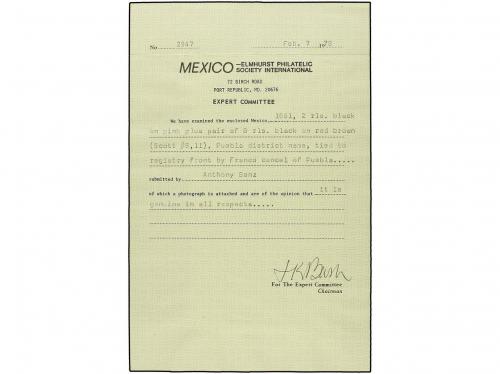 ✉ MEXICO. Sc. 8, 11 (2). 1862. FRONTAL de CARTA CERTIFICADA 