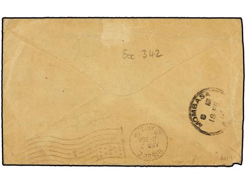 ✉ AFRICA ORIENTAL BRITANICA. 1913. Envelope to BISBEE, AZ, U