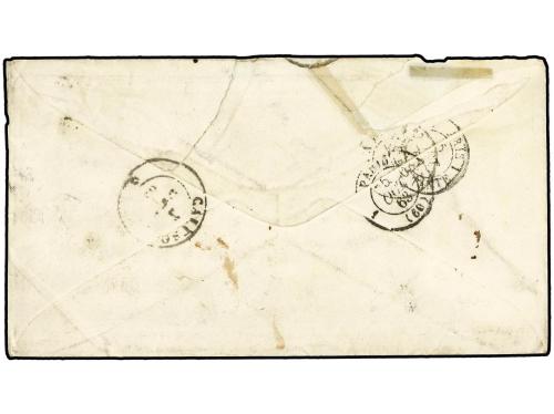 ✉ ITALIA. 1863. Envelope to Paris, France, franked 15c.(2) ´