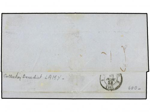 ✉ 1853. CONSTANTINOPLA a MARSELLA. Fechador del Paquebot EG