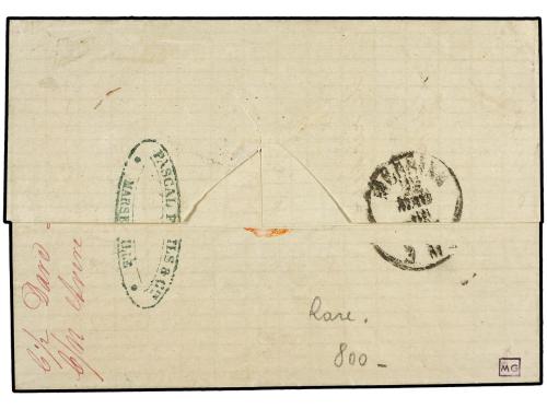 ✉ FRANCIA. 1866. MARSEILLE a MESSINE. 40 cts. naranja, mat. 