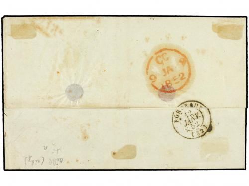 ✉ GUADALUPE. 1851. Stampless envelope to France cancelled b