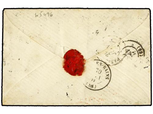 ✉ SUECIA. 1861. Envelope to FRANCE bearing 24 ore yellow ora