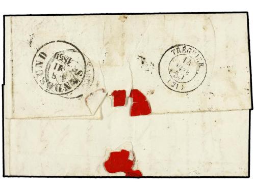 ✉ NORUEGA. 1859. Envelope to France bearing Oscar 2 sk yello