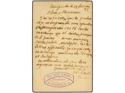 ✉ TURQUIA. 1898. Postal stationary card 20 para lilac cancel