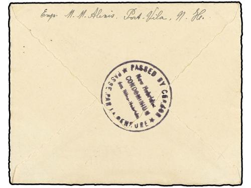 ✉ NUEVAS HEBRIDAS. 1945. Censored envelope to France bearing