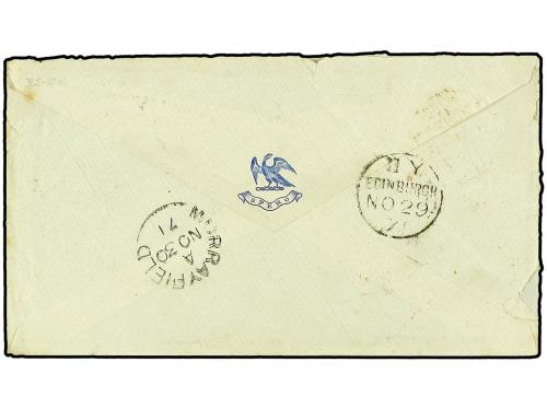 ✉ COSTA DE ORO. 1871 (Nov 5). Envelope, embossed seal ´Sper