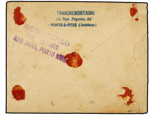 ✉ GUADALUPE. 1902 (Jan 27). Registered three colour franking