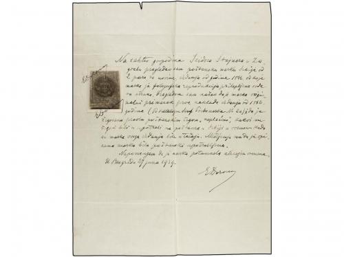 ° SERBIA. Mi. 8. 1866. 2 pa. reddish copper brown on lilac
