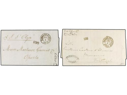 ✉ PORTUGAL. 1866-78. Cuatro cartas circuladas de LONDRES a P