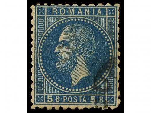 ° RUMANIA. Mi. 44F. 1876. 5 bani blue ERROR OF COLOUR. Rare 