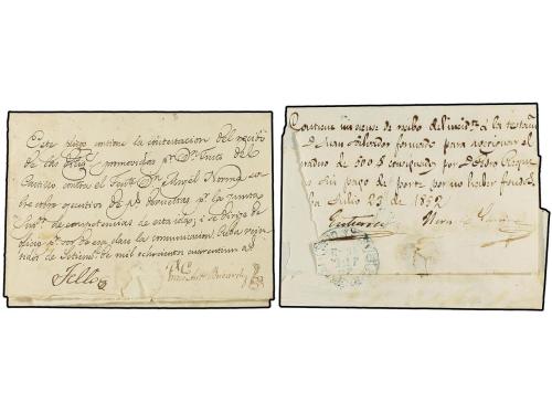 ✉ CUBA. 1841-52. SANTIAGO DE CUBA. 2 cartas con marcas de CU