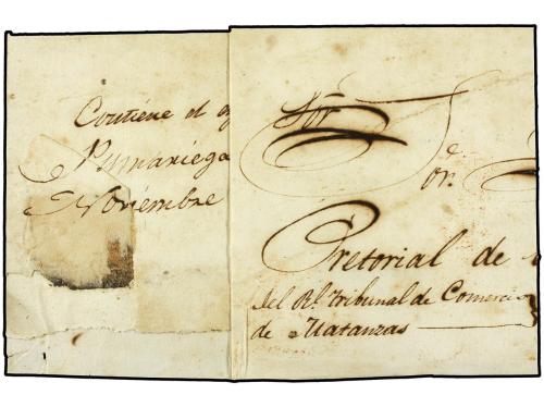 ✉ CUBA. 1847. MATANZAS a HABANA. Fechador MATANZAS/ISLA DE C
