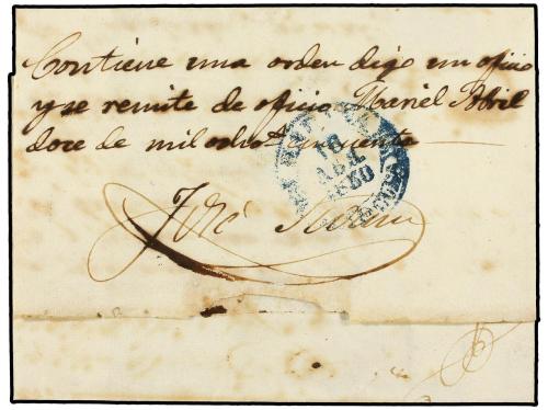 ✉ CUBA. 1850. MARIEL a HABANA. Fechador MARIEL/ISLA DE CUBA 
