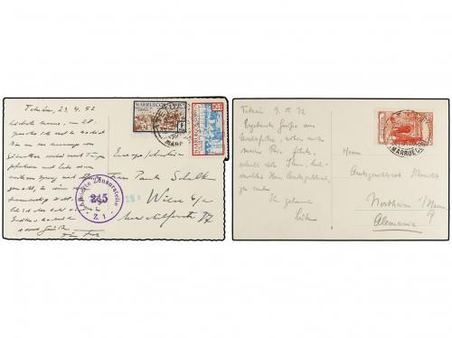 ✉ MARRUECOS. 1929-52. CINCO tarjetas postales circuladas, di