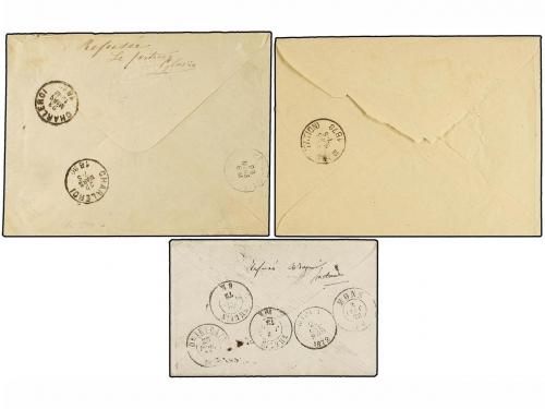 ✉ BELGICA. 1872-80. THREE registered covers with 30 cts., 10